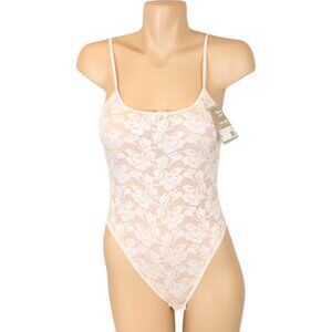 NWT Vintage Lace Bodysuit Medium Intimately Yours Warner's Teddy Pink T83